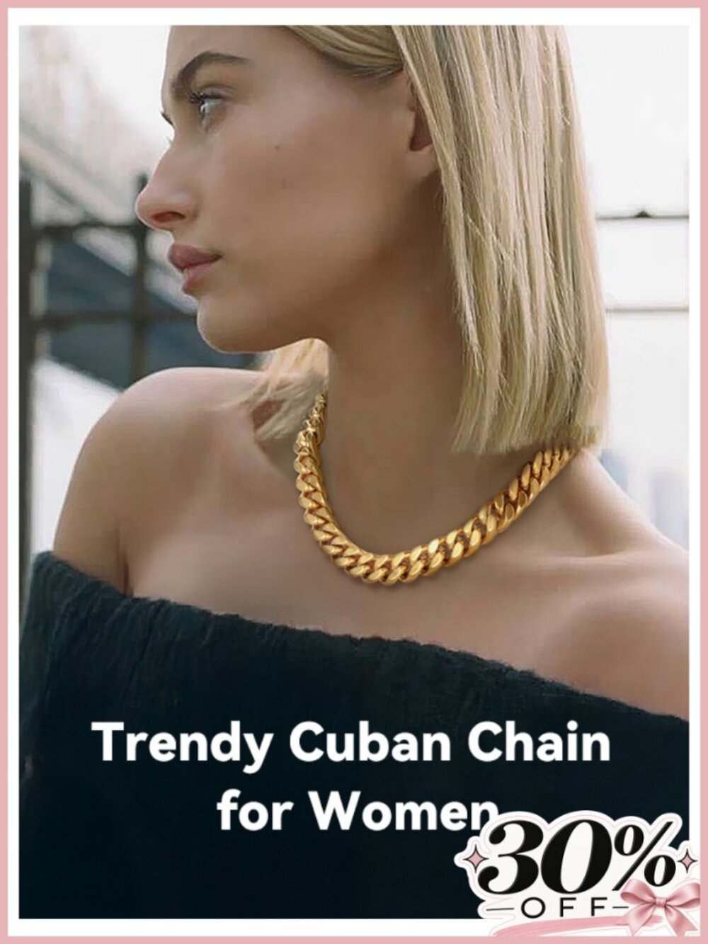 Chunky Cuban Link Chain Necklace 316L Stainless Steel Gold - Picture 6 of 6